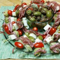 Antipasto Skewers with Italian Herb Marinated Olives
