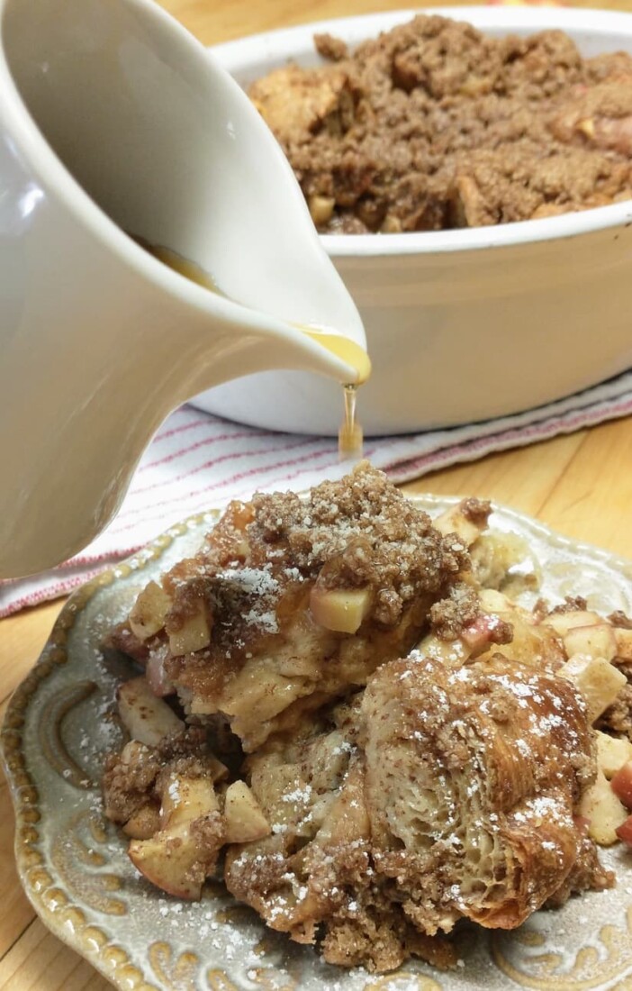 Baked Apple French Toast Croissant Casserole for Fall Breakfast or Brunch