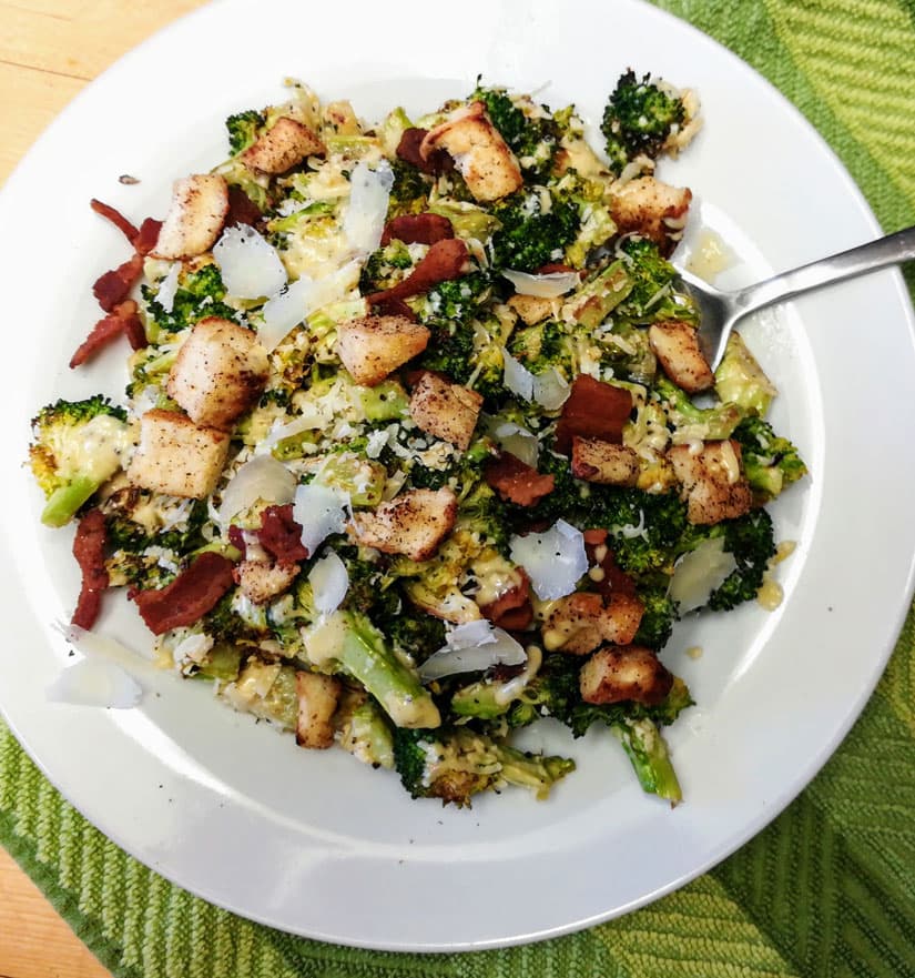 Bacon and Roasted Broccoli Caesar Salad