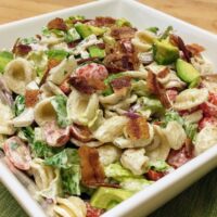 BLT Pasta Salad with Healthy Greek Yogurt Ranch Dressing