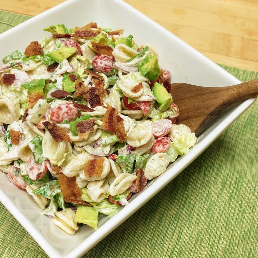 BLT Pasta Salad Recipe with Homemade Greek Yogurt Ranch