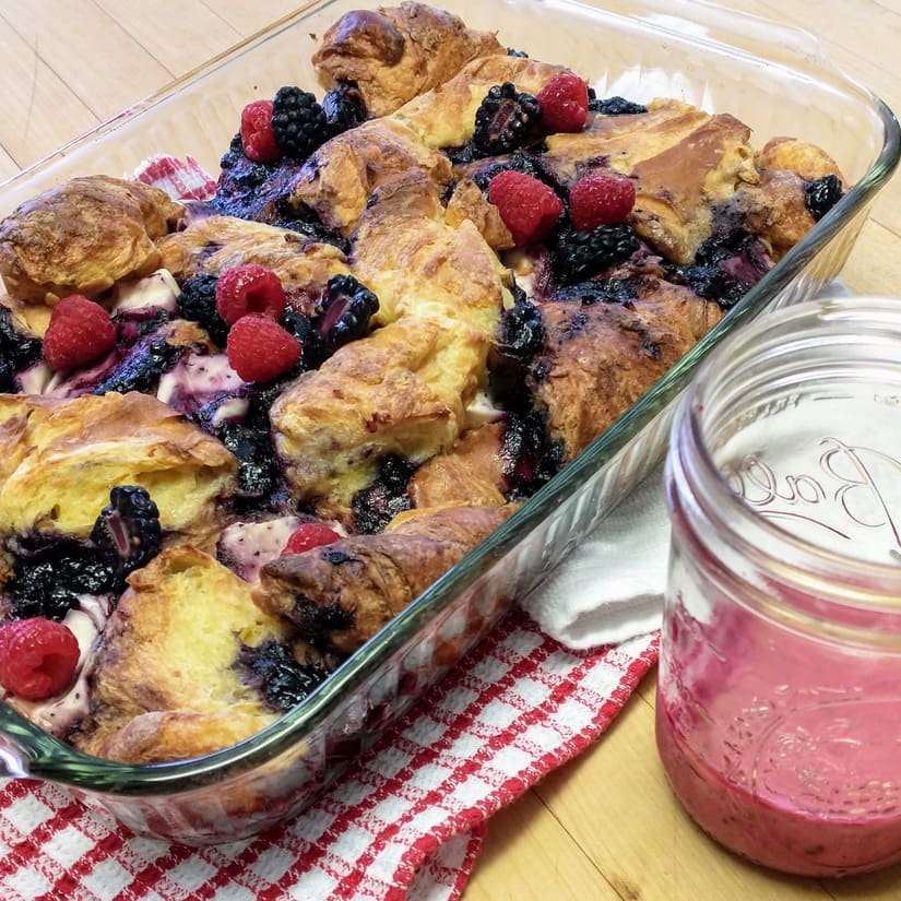 Blueberry and Croissant French Toast Casserole