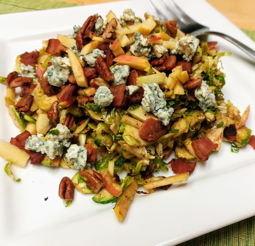 Shredded Brussels Sprouts Salad with Blue Cheese and Apples