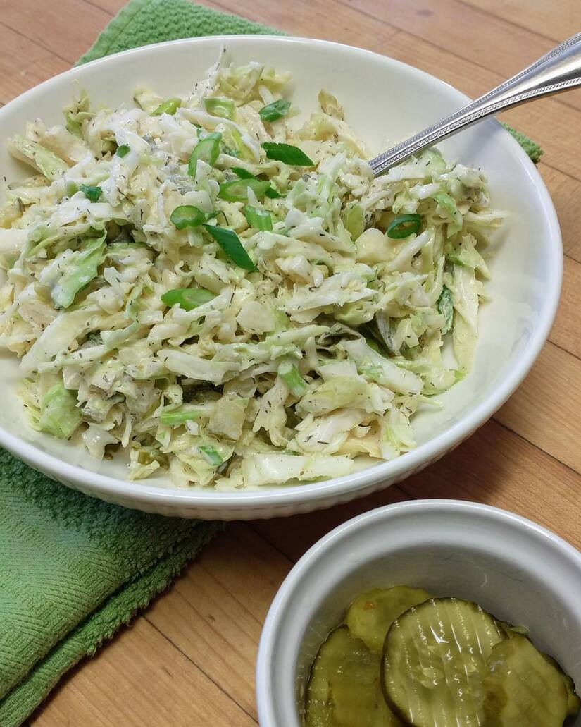 Crunchy Dill Pickle Coleslaw with Greek Yogurt