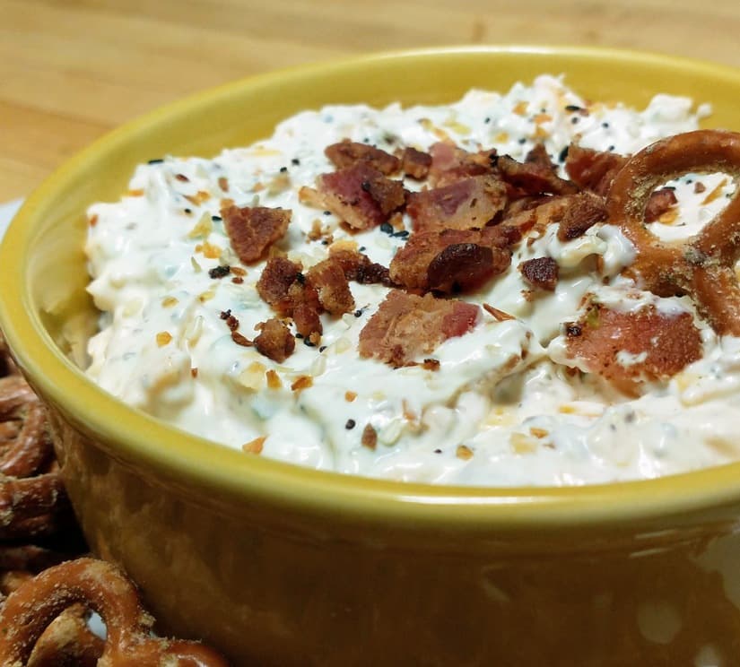 Sour Cream and Onion Ranch Dip with Bacon and Cheese