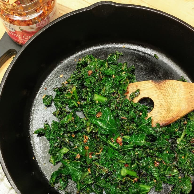 Spicy Sauteed Kale with Garlic and Chili Crunch