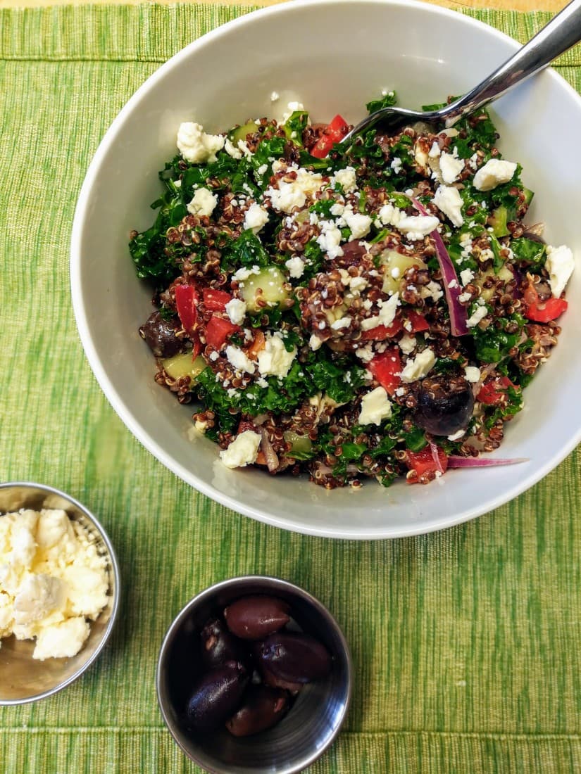 Greek Salad with Kale and Quinoa