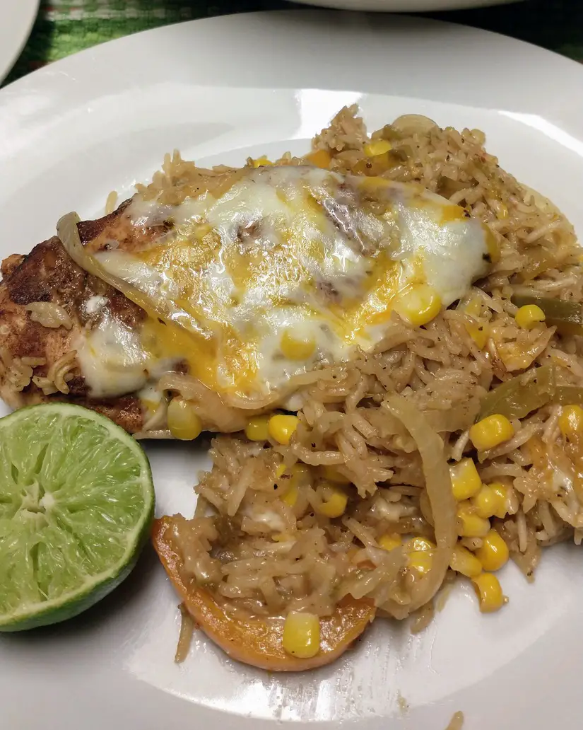 Cheesy Green Chile Chicken and Rice Weeknight Dinner