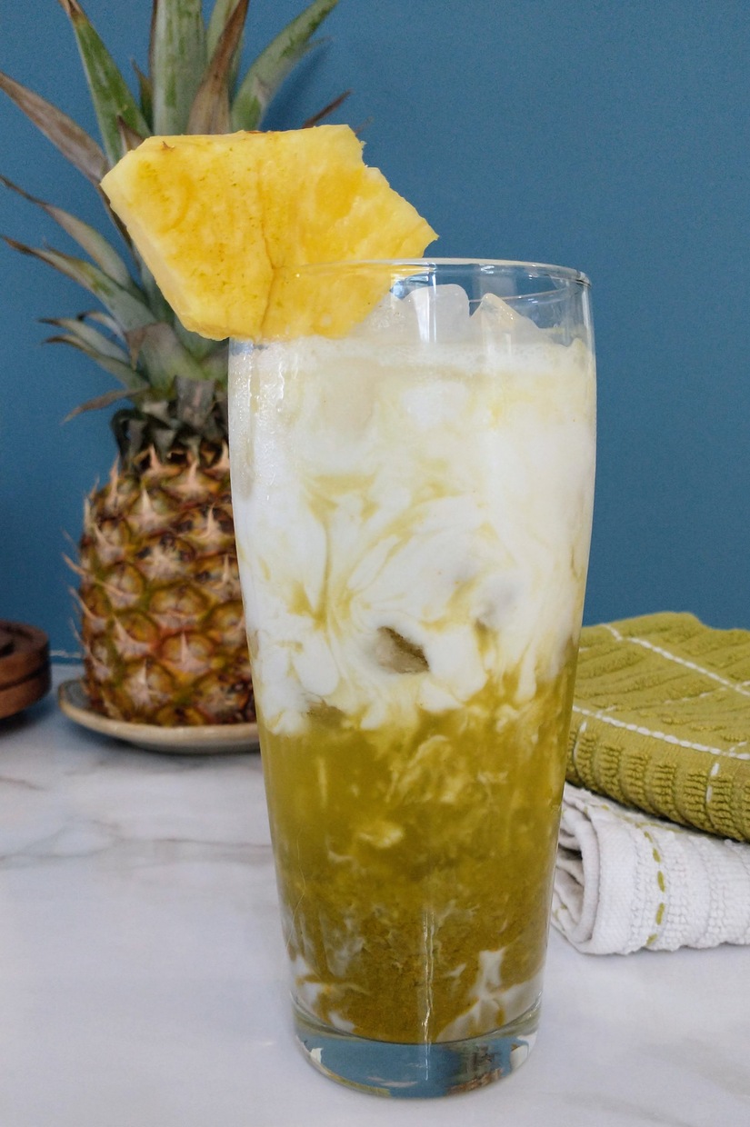 Ginger and Pineapple Matcha Iced Tea Drink