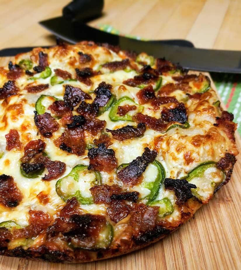 Deep Dish Jalapeno Popper Pizza with Candied Bacon