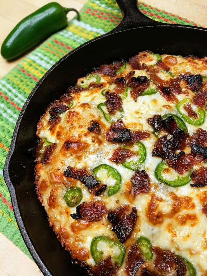 Deep Dish Jalapeno Popper Pizza with Candied Bacon | Namaste Home Cooking