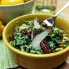 Kale and Shredded Brussels Sprouts Caesar Salad