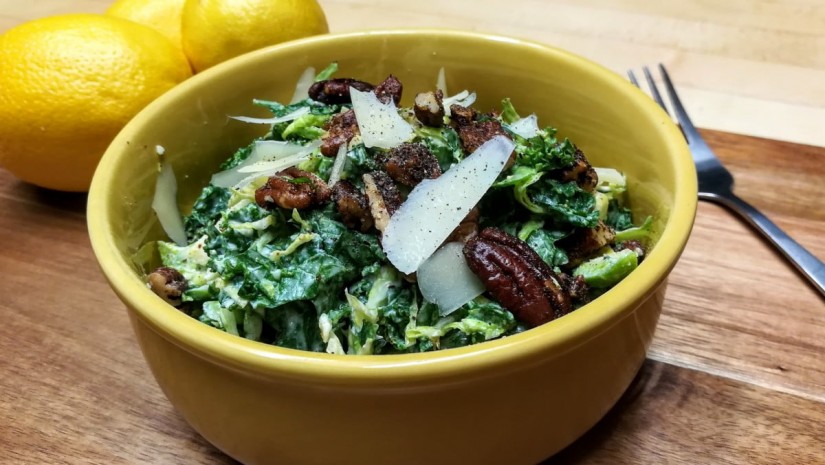 Kale Salad with Greek Yogurt Caesar Dressing