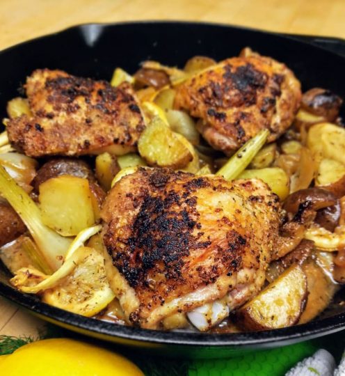 Oven Baked Chicken Thighs with Fennel and Lemon | Namaste Home Cooking