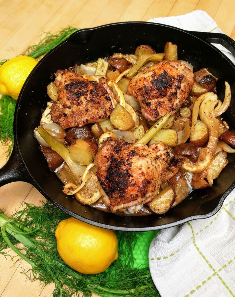 One-Pan Chicken Thighs with Fennel and Lemon