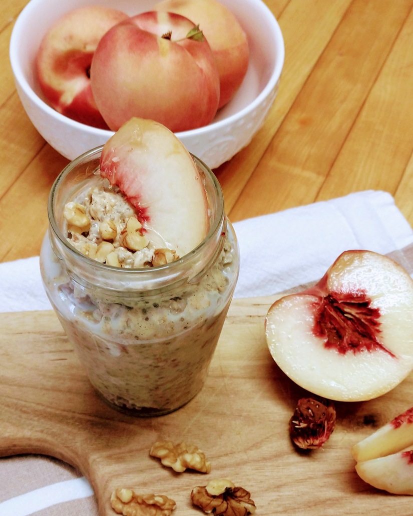 High Protein Peach Overnight Oats