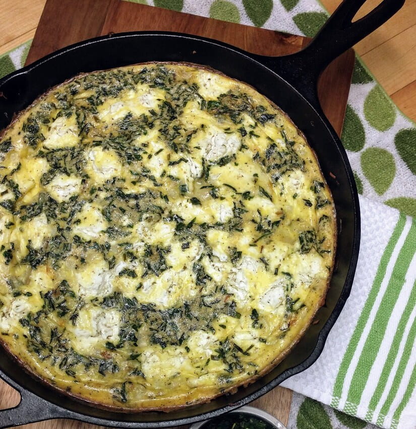 Potato Crusted Frittata with Fresh Herbs and Goat Cheese