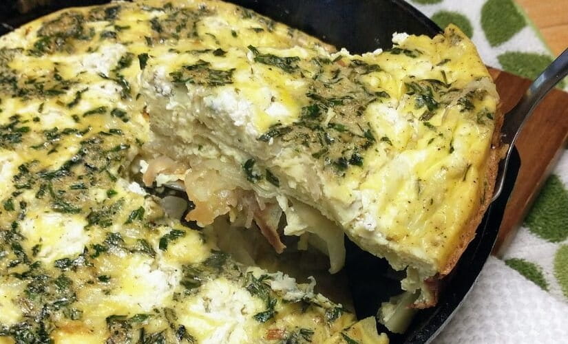 Potato Crusted Herb and Goat Cheese Frittata Recipe