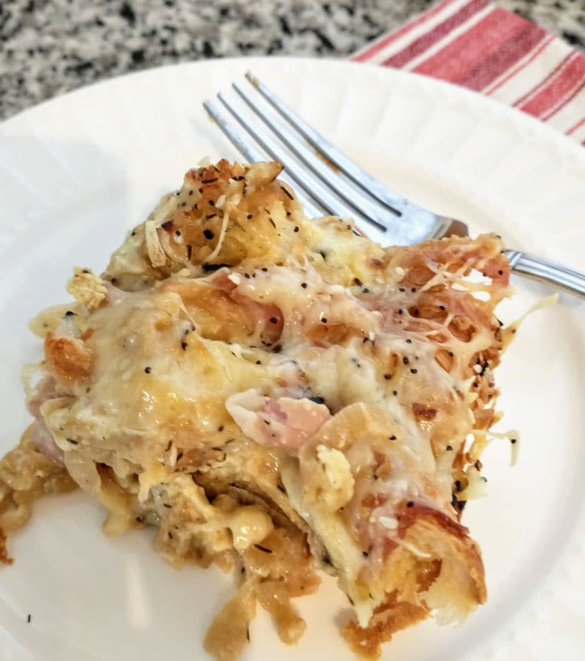 Breakfast Casserole Recipe with Caramelized Onions and Prosciutto