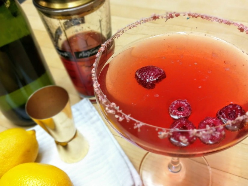 Raspberry Lemon Champagne Cocktail with Tea Infused Vodka