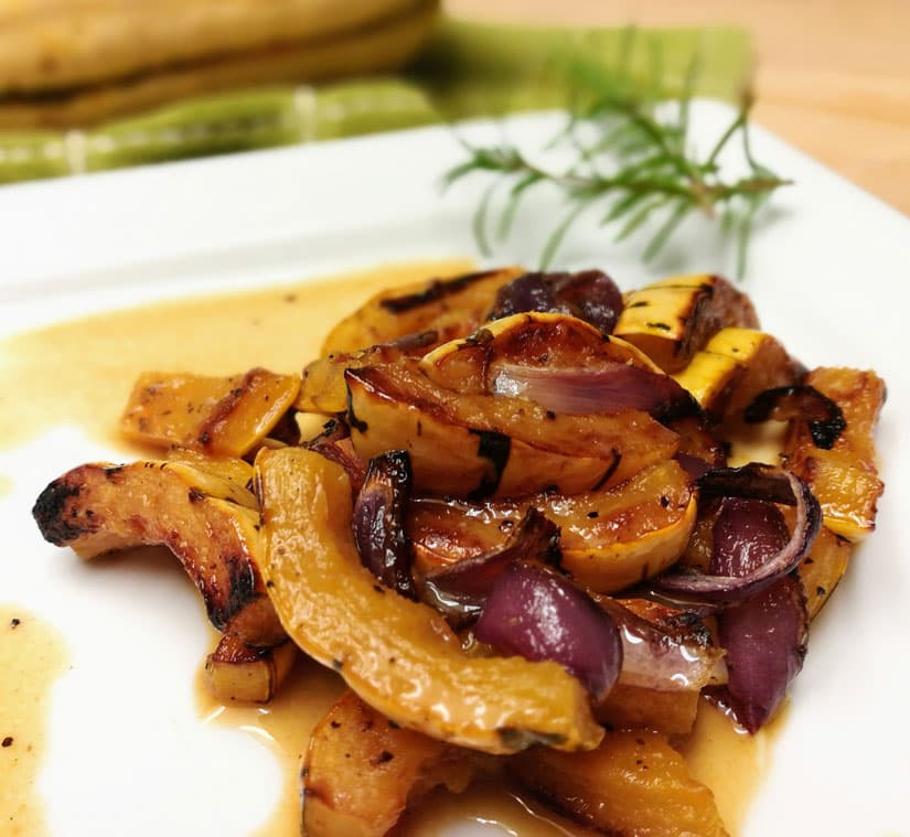 Roasted Delicata Squash and Onions with Apple Cider Reduction