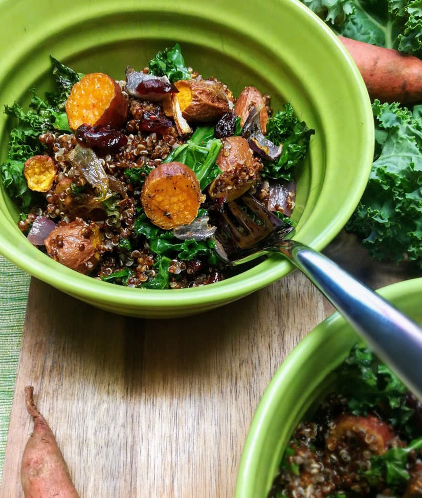Healthy Roasted Sweet Potato, Kale, & Quinoa Power Bowl