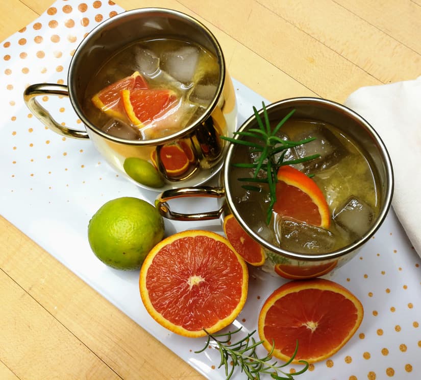 Orange Moscow Mule Cocktail with Rosemary Simple Syrup