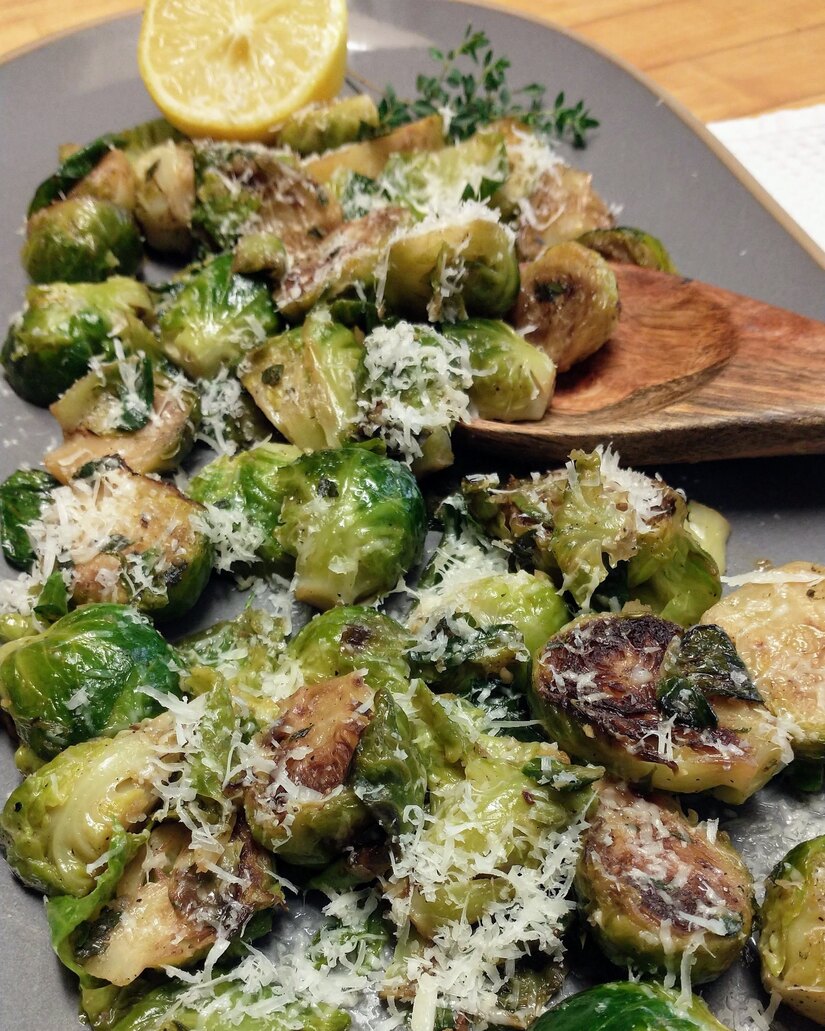 Stovetop Sauteed Brussels Sprouts with Lemon and Thyme