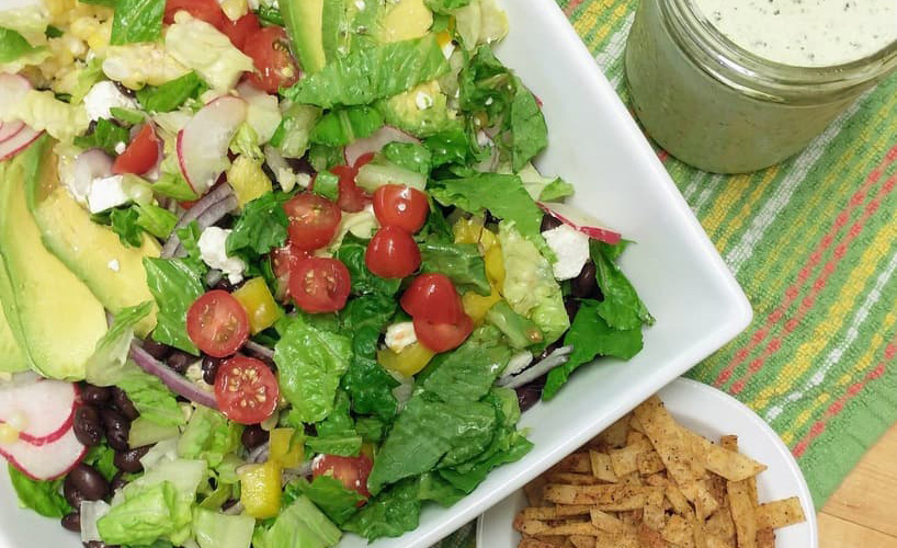 Southwest Salad Recipe with Tomatillo Ranch Dressing