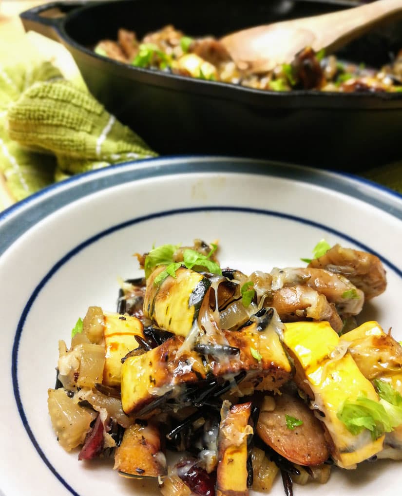 Squash and Wild Rice Skillet with Chicken Sausage