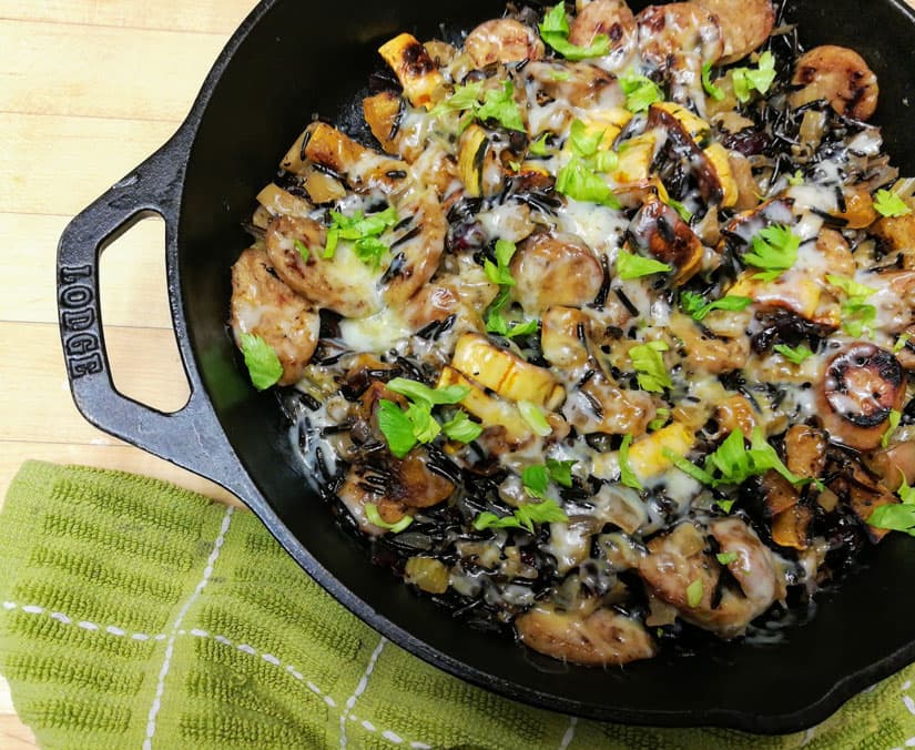 Sausage, Squash, and Wild Rice Skillet