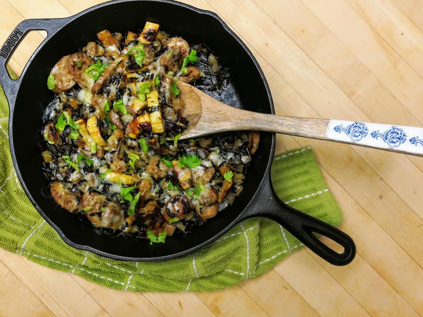 Roasted Delicata Squash and Wild Rice Skillet with Chicken Sausage