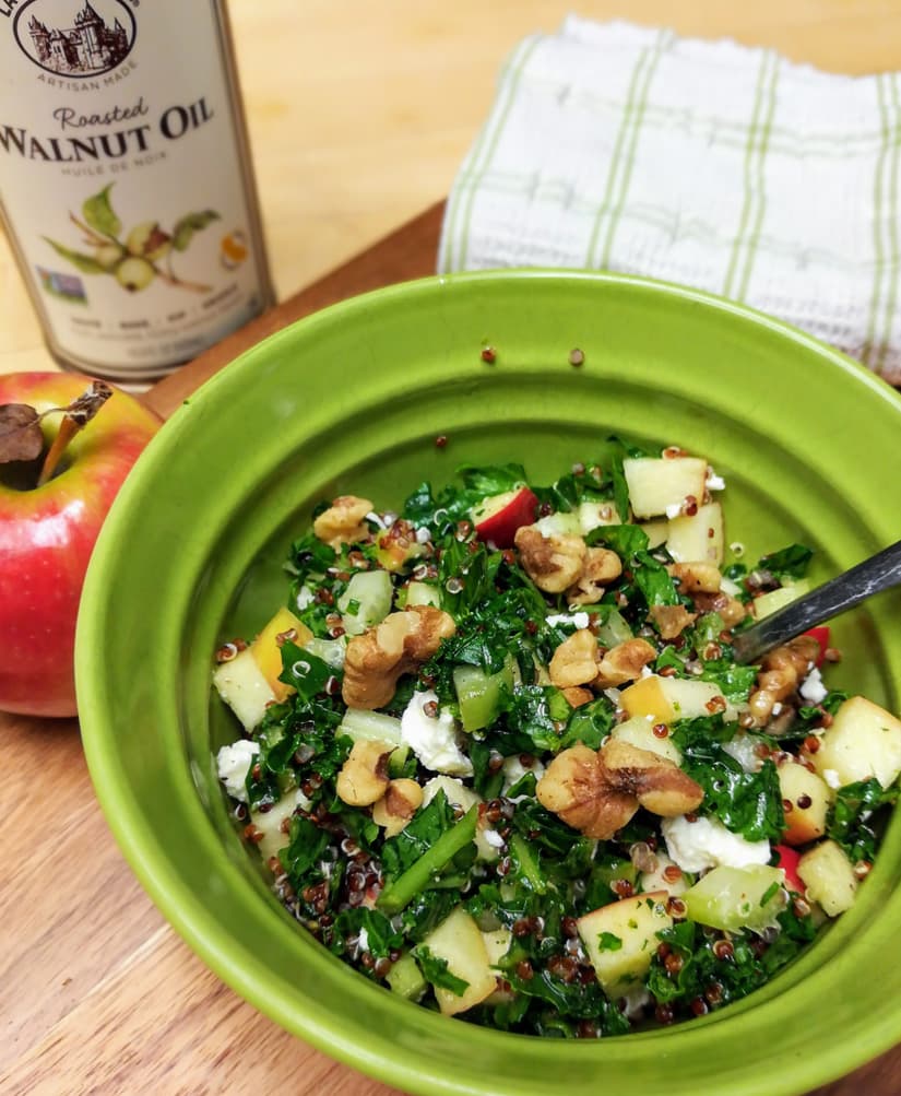 Kale and Apple Salad with Walnut Maple Vinaigrette Dressing