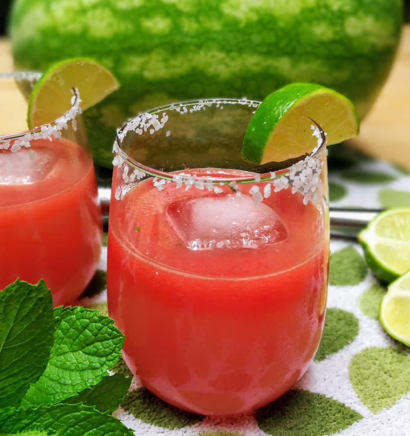 Watermelon Mint Margaritas with Fresh Watermelon Juice